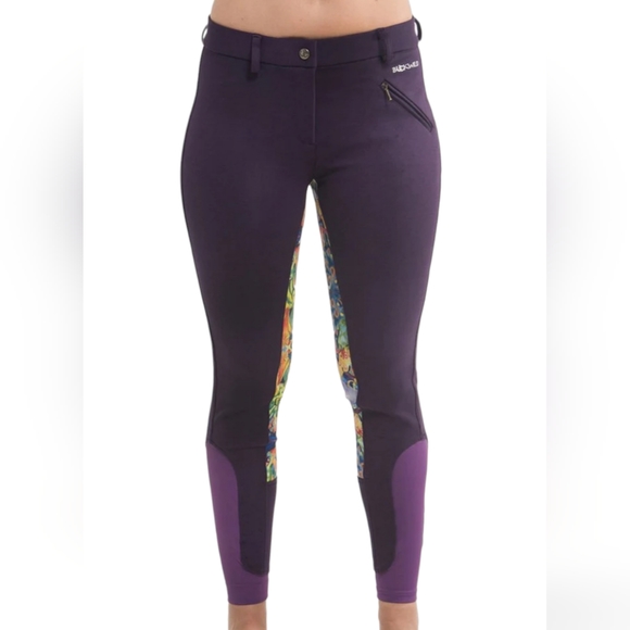Buckwild Curvy Mare High Waist Breech Purple Painted Ponies Breeches Size 38 - Picture 2 of 12